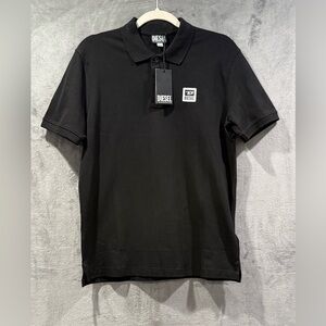 Diesel‎ Mens Large Slim Fit Pique Cotton Black Polo Shirt T-SMITH New With Tags